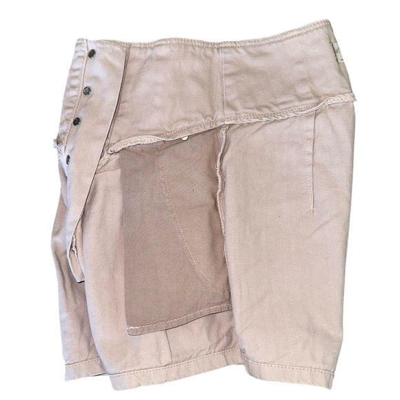 We The Free People Paris Pleated High Rise Button Up Macaroon Beige Denim 24 - Picture 12 of 16